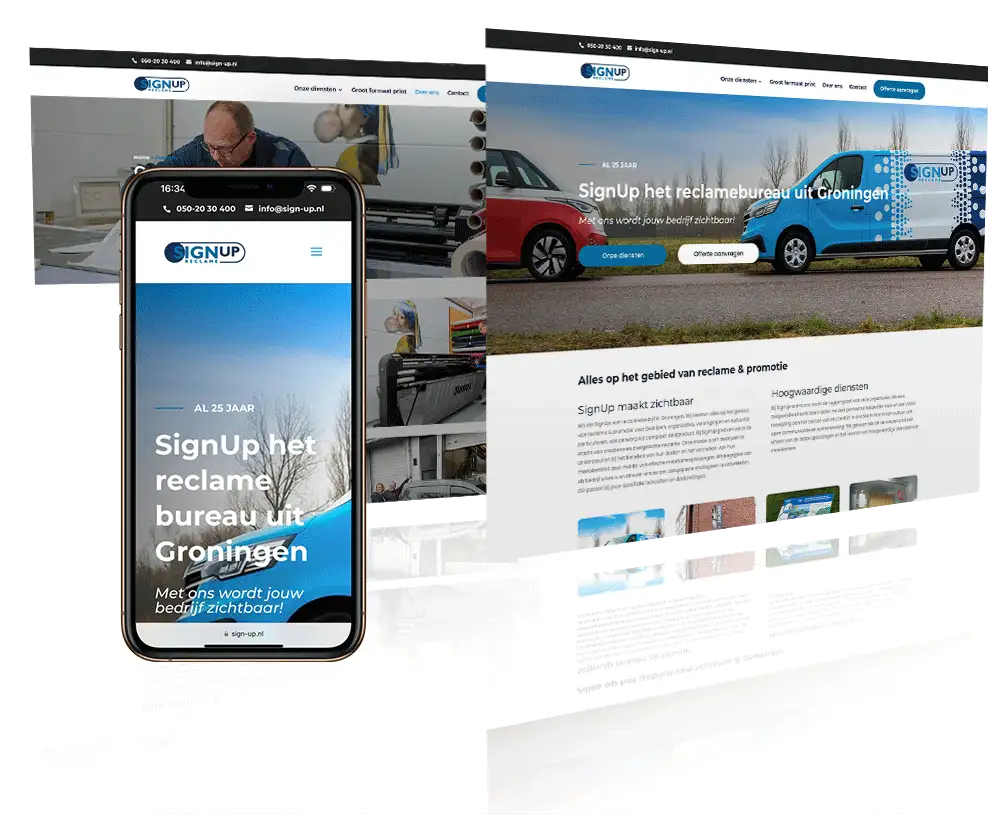 Webdesign mockup signup reclamebureau