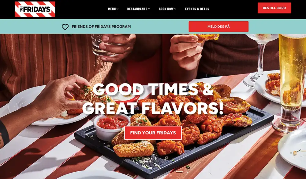 TGI Fridays website template WordPress