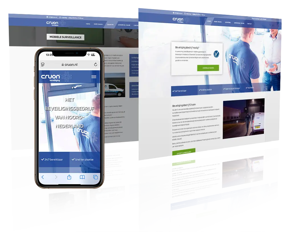 Mockup website Cruon beveiligingen